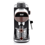 Compact Semi-Automatic Espresso Coffee Machine with Milk Frother Wand, 5Bar Pressure Extraction System, Ideal for Home Kitchen and Small Office Use, Crafted with Stainless Steel and ABS Body in Sleek Dark Gray with Rose Gold Accents (Black)