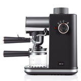 Compact Semi-Automatic Espresso Coffee Machine with Milk Frother Wand, 5Bar Pressure Extraction System, Ideal for Home Kitchen and Small Office Use, Crafted with Stainless Steel and ABS Body in Sleek Dark Gray with Rose Gold Accents (Black)