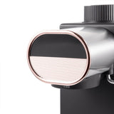 Compact Semi-Automatic Espresso Coffee Machine with Milk Frother Wand, 5Bar Pressure Extraction System, Ideal for Home Kitchen and Small Office Use, Crafted with Stainless Steel and ABS Body in Sleek Dark Gray with Rose Gold Accents (Black)