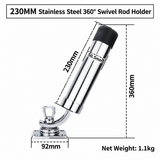 360 Degree Adjustable Boat Fishing Rod Holder with Marine Grade Stainless Steel Construction for Yacht and Boat Deck Mounting (230mm)