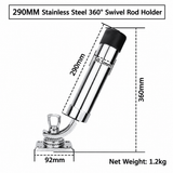360 Degree Adjustable Boat Fishing Rod Holder with Marine Grade Stainless Steel Construction for Yacht and Boat Deck Mounting (230mm)