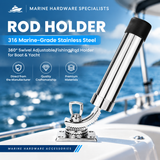 360 Degree Adjustable Boat Fishing Rod Holder with Marine Grade Stainless Steel Construction for Yacht and Boat Deck Mounting (290mm) In Australia - Darrahopens