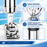 360 Degree Adjustable Boat Fishing Rod Holder with Marine Grade Stainless Steel Construction for Yacht and Boat Deck Mounting (290mm)