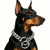 Stylish Cuban Link Dog Choke Chain Collar in Premium Stainless Steel – Available in Gold, Black, Steel, and Rose Gold, Designed for Training Control and Everyday Fashionable Wear, Fitting Small to Large Breeds with Adjustable Length Options. (RoseGold, 15