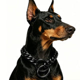 Stylish Cuban Link Dog Choke Chain Collar in Premium Stainless Steel – Available in Gold, Black, Steel, and Rose Gold, Designed for Training Control and Everyday Fashionable Wear, Fitting Small to Large Breeds with Adjustable Length Options. (RoseGold, 15