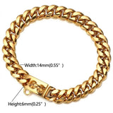 Heavy-Duty Metal Cuban Link Dog Collar with Bone Charm – 14mm Stainless Steel Hip-Hop Chain Necklace for Everyday Walks, Outdoor Adventures, and Stylish Pet Accessories in Gold, Silver, Black, and Rose Gold (RoseGold, 14mm*71cm（28in）)