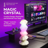 RGB Magic Crystal Speaker Lamp with Bluetooth, Music Sync, and Ambient Lighting for Gaming Desk, Bedroom, or Home Decor (White)