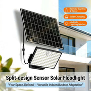 Split-Type Solar Powered Motion Sensor Floodlight with Detachable Panel, Dual Mounting Brackets, IP65 Waterproof, 6500K Cool White or 3000K Warm White Options, Ideal for Driveways, Patios, Entryways, and Emergency Indoor Use (2PCS, 6500K Cool White)
