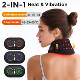 Red Light Therapy Heating Massage Wrap – Wireless Cordless Design with 36 LED Lights, 660-850nm Infrared, 3 Heat Levels, 3 Vibration Modes, Rechargeable 3000mAh Battery, for Neck, Shoulders, Waist, Knees, and More (Black)