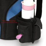 Comfortable hands-free pet carrier backpack with breathable mesh panels and padded shoulder straps, perfect for carrying small dogs and cats on walks, travel, and outdoor adventures while keeping your furry friend close and secure. (L, Black&Red)