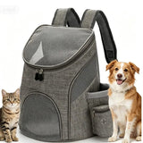 Comfortable hands-free pet carrier backpack with breathable mesh panels and padded shoulder straps, perfect for carrying small dogs and cats on walks, travel, and outdoor adventures while keeping your furry friend close and secure. (S, Black&Blue)