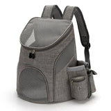 Comfortable hands-free pet carrier backpack with breathable mesh panels and padded shoulder straps, perfect for carrying small dogs and cats on walks, travel, and outdoor adventures while keeping your furry friend close and secure. (S, Black&Red)