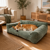 Plush Corduroy Pet Sofa Bed with Removable Heating Pad, Orthopedic Foam Support & Machine-Washable Cover – The Ultimate Cozy Retreat for Cats and Small Dogs (Black)