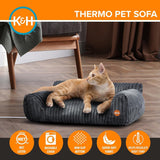 Plush Corduroy Pet Sofa Bed with Removable Heating Pad, Orthopedic Foam Support & Machine-Washable Cover – The Ultimate Cozy Retreat for Cats and Small Dogs (Green)
