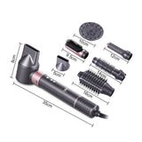 7-in-1 Hot Air Styling Brush Set with Interchangeable Attachments for Home and Salon Use – Dry, Straighten, Curl, and Add Volume with Professional-Grade Power and Precision (RoseGold)