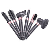 7-in-1 Hot Air Styling Brush Set with Interchangeable Attachments for Home and Salon Use – Dry, Straighten, Curl, and Add Volume with Professional-Grade Power and Precision (RoseGold)