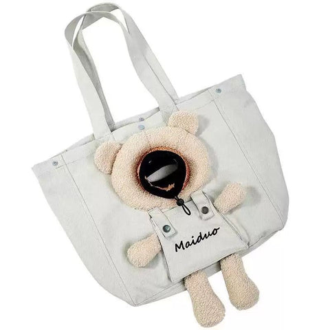 Adorable Bear-Shaped Pet Carrier Tote Bag – Lightweight, Breathable, and Portable Shoulder Bag for Cats and Small Dogs, Perfect for All-Season Daily Outings, Shopping, and Short Trips (LightGrey) In Australia - Darrahopens