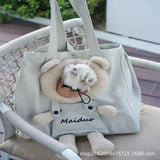 Adorable Bear-Shaped Pet Carrier Tote Bag – Lightweight, Breathable, and Portable Shoulder Bag for Cats and Small Dogs, Perfect for All-Season Daily Outings, Shopping, and Short Trips (LightGrey)