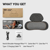 Ergonomic Memory Foam Neck and Shoulder Massage Pillow with Vibration, Infrared Heat, and Airbag Traction for Home Relaxation and Muscle Stress Relief (Grey)