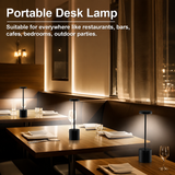 Rechargeable Cordless Touch Control LED Desk Lamp with Anodized Aluminum Build, Dimmable Warm Light, and Long Battery Life for Home, Café, Bar, and Outdoor Use (Black)