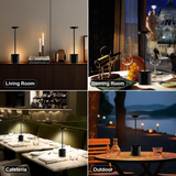 Rechargeable Cordless Touch Control LED Desk Lamp with Anodized Aluminum Build, Dimmable Warm Light, and Long Battery Life for Home, Café, Bar, and Outdoor Use (Black)