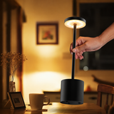 Rechargeable Cordless Touch Control LED Desk Lamp with Anodized Aluminum Build, Dimmable Warm Light, and Long Battery Life for Home, Café, Bar, and Outdoor Use (Gold)