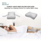 Sleeping Knee Pillow with Adjustable Strap – Contoured Leg Pillow for Side Sleepers, Pregnant Women, and Neck Support, Breathable Fabric Cover with Shredded Memory Foam Fill, White and Light Gray Options (Grey)