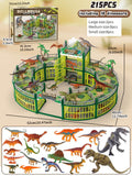 DIY Jurassic Theme Park Building Set for Kids, Creative Dinosaur Arena Toy with Realistic Dinosaurs and Palm Trees, Educational Playset for Ages 3+ to Build and Explore (137PCS, Brown)