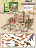 DIY Jurassic Theme Park Building Set for Kids, Creative Dinosaur Arena Toy with Realistic Dinosaurs and Palm Trees, Educational Playset for Ages 3+ to Build and Explore (137PCS, Brown)