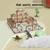 DIY Jurassic Theme Park Building Set for Kids, Creative Dinosaur Arena Toy with Realistic Dinosaurs and Palm Trees, Educational Playset for Ages 3+ to Build and Explore (137PCS, Green)