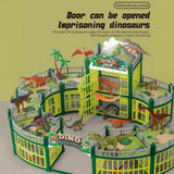DIY Jurassic Theme Park Building Set for Kids, Creative Dinosaur Arena Toy with Realistic Dinosaurs and Palm Trees, Educational Playset for Ages 3+ to Build and Explore (215PCS, Brown)