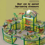 DIY Jurassic Theme Park Building Set for Kids, Creative Dinosaur Arena Toy with Realistic Dinosaurs and Palm Trees, Educational Playset for Ages 3+ to Build and Explore (215PCS, Green)