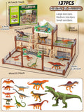 DIY Jurassic Theme Park Building Set for Kids, Creative Dinosaur Arena Toy with Realistic Dinosaurs and Palm Trees, Educational Playset for Ages 3+ to Build and Explore (215PCS, Green)