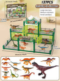 DIY Jurassic Theme Park Building Set for Kids, Creative Dinosaur Arena Toy with Realistic Dinosaurs and Palm Trees, Educational Playset for Ages 3+ to Build and Explore (326PCS, Brown)