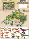 DIY Jurassic Theme Park Building Set for Kids, Creative Dinosaur Arena Toy with Realistic Dinosaurs and Palm Trees, Educational Playset for Ages 3+ to Build and Explore (326PCS, Brown)