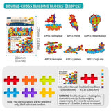6-Color Mix Double Cross Building Blocks Set for Kids - Creative STEM Early Learning Toys for Ages 3-6, Ideal for Preschool, Home Play, and Educational Gifts (360PCS)