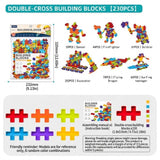 6-Color Mix Double Cross Building Blocks Set for Kids - Creative STEM Early Learning Toys for Ages 3-6, Ideal for Preschool, Home Play, and Educational Gifts (K360PCS)