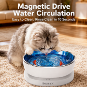 Automatic Pet Water Fountain with Magnetic Whisper-Quiet Pump and Stainless Steel Tray, Circulating Fresh Filtered Water to Encourage Cats and Small Dogs to Drink More, Perfect for Home or Apartment Use (White)
