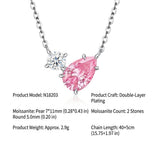 Elegant Pear-Shaped Pink Moissanite Choker Necklace with Round Clear Stone, Hypoallergenic Silver-Tone Finish, Adjustable Length for Daily Wear and Gifting, Includes GRA Certificate (Moissanite, Premium S925)