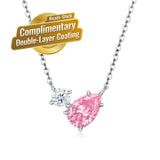 Elegant Pear-Shaped Pink Moissanite Choker Necklace with Round Clear Stone, Hypoallergenic Silver-Tone Finish, Adjustable Length for Daily Wear and Gifting, Includes GRA Certificate (Moissanite, Premium S925)