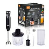 Darrahopens Appliances > Kitchen Appliances > Food Mixers & Blenders 4-in-1 Multifunctional Handheld Immersion Blender Set with Egg Whisk, Chopper, Milk Frother and 700ml Beaker for Smoothies, Baby Food, Meat Mincing and Baking (Black) In Australia - Darrahopens