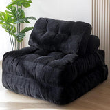 Darrahopens Furniture > Sofas > Sofas & Sofa Beds Convertible Folding Sofa Bed with Pumpkin Design, Corduroy Fabric, 3D Tufted Backrest, and Cylindrical Pillow for Living Room, Guest Room, and Small Apartments (Brown) In Australia - Darrahopens