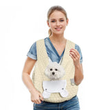 Snuggle Paws Front-Facing Pet Carrier Backpack – Hands-Free Cat & Dog Sling Bag for Travel, Hiking and Daily Outings, Breathable Quilted Cotton, Fluffy Cartoon Charm, Ideal for Small Pets (Khaki) In Australia - Darrahopens