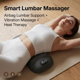Three-in-One Smart Lumbar Massage Pillow with Airbag Stretch Support, Vibration Massage, and Constant Warm Heat for Home Relaxation and Sleep Comfort (Grey)