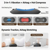 Three-in-One Smart Lumbar Massage Pillow with Airbag Stretch Support, Vibration Massage, and Constant Warm Heat for Home Relaxation and Sleep Comfort (Grey)