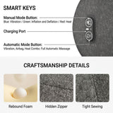 Three-in-One Smart Lumbar Massage Pillow with Airbag Stretch Support, Vibration Massage, and Constant Warm Heat for Home Relaxation and Sleep Comfort (Grey)