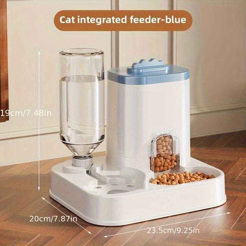 Automatic Pet Feeder and Water Dispenser Combo, 7-Day Capacity for Cats and Small Dogs, Self-Refilling Water Bowl with Gravity Flow, No Battery Needed, Modern White Design with Sturdy Base (Blue) In Australia - Darrahopens