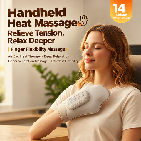 Smart Heated Hand Massager Glove with Air Compression for Home Office Relaxation, Relieves Hand Muscle Stiffness and Improves Finger Flexibility (Beige) In Australia - Darrahopens