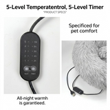 Heated Pet Bed for Cats and Small Dogs, USB-Powered Warmth with 5 Temperature Settings and Timer, Washable Round Cozy Couch for Indoor Comfort (60cm)