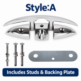 Marine Grade Pop-Up Cleat for Yacht and Boat Docking, Retractable Stainless Steel Mooring Cleat with Mirror Polish Finish for Deck and Gunwale Installation (A, 8")